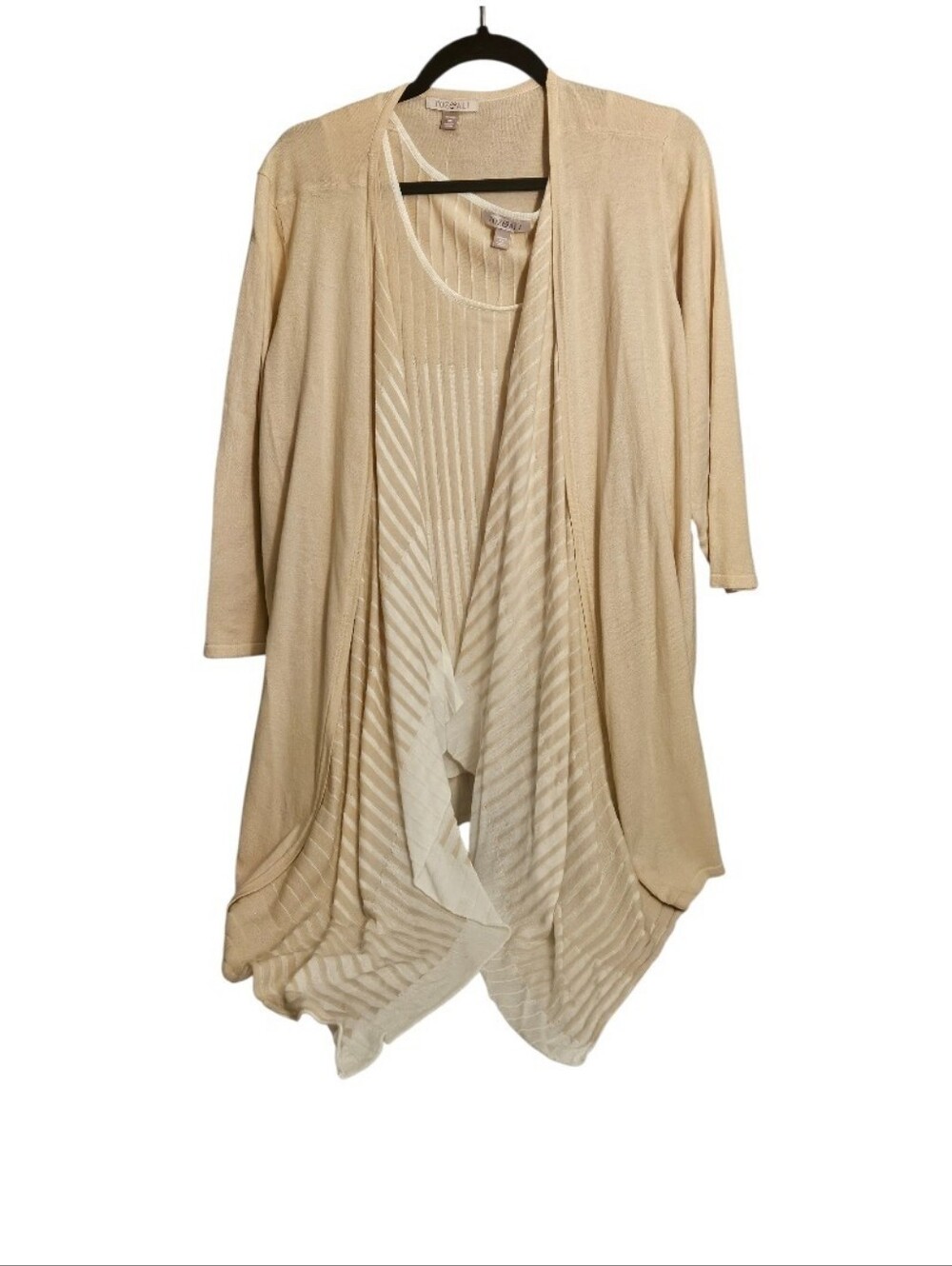 NWT Roz & Ali Dressbarn Knit Cardigan Tank Set 3X Boho